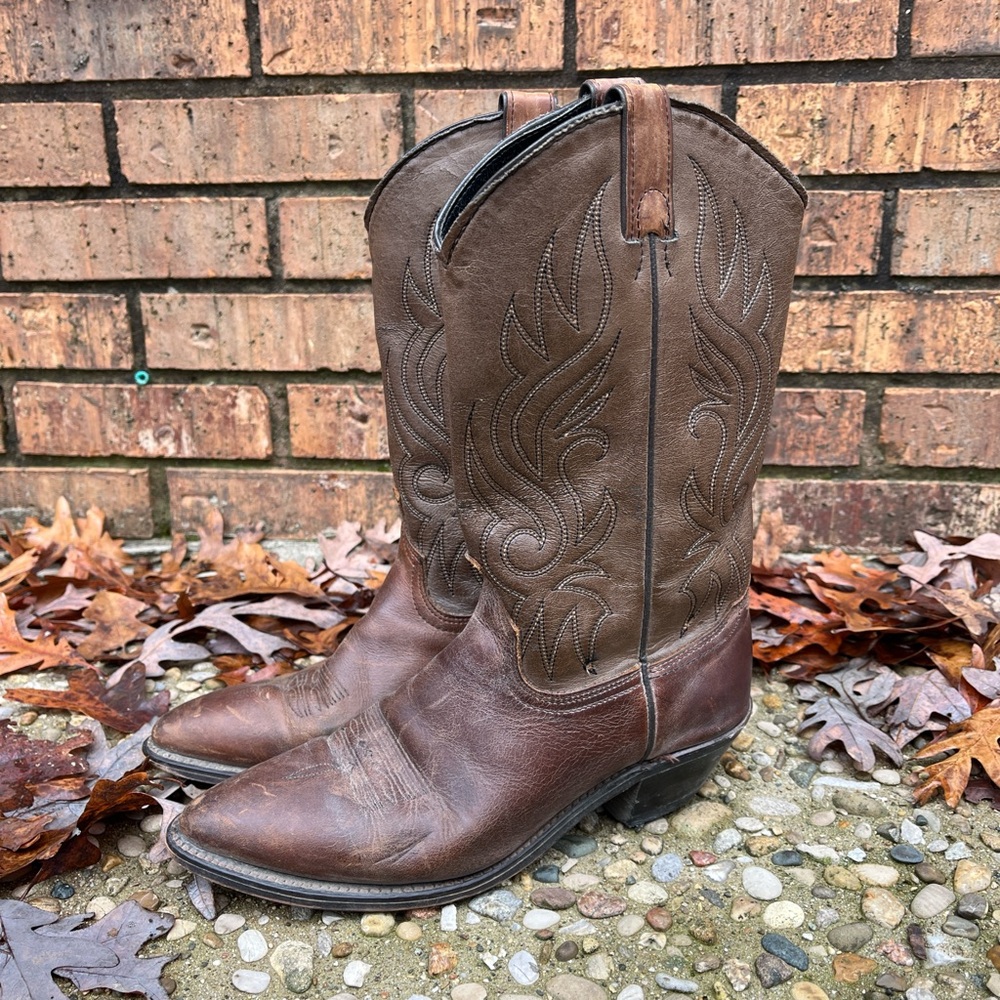 Brown Leather Cowboy Western Boots